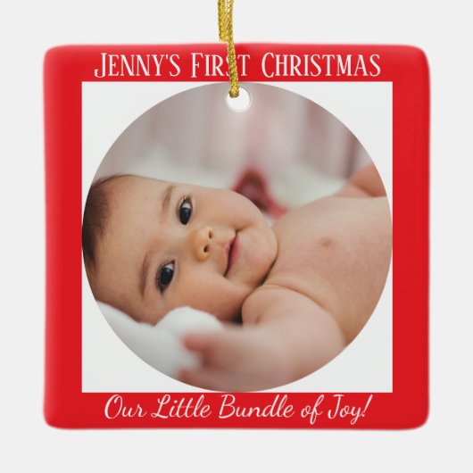 Eerste Kerstmis op maat Keramisch Ornament (Voorkant)