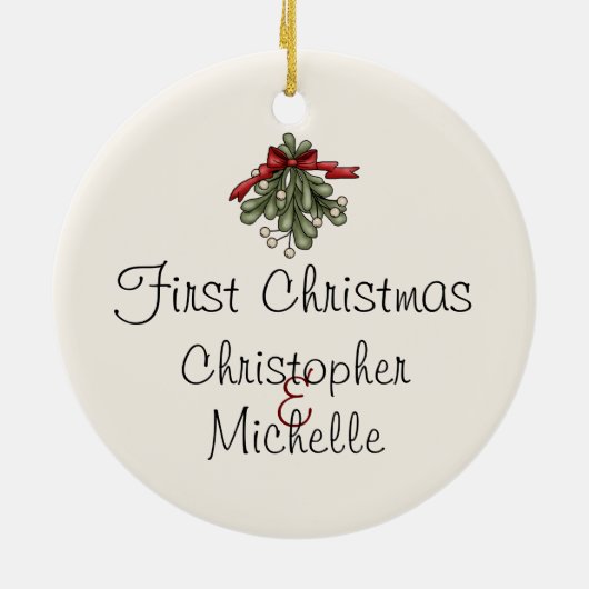 Eerste Kerstmis op maat Keramisch Ornament (Achterkant)