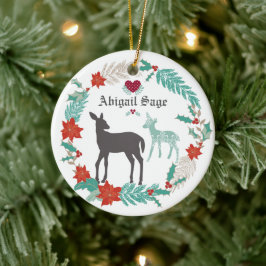 Eerste Kerstmis op maat van Deer en Wreath Baby Keramisch Ornament