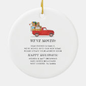 Eerste Kerstmis op New Home Red Loaded Truck Keramisch Ornament (Achterkant)