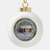 Eerste Kerstmis op onze nieuwe foto van Home Keramische Bal Ornament (Voorkant)