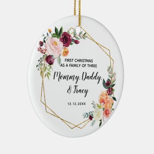 Eerste Kerstmis op persoonlijke titel als een fami Keramisch Ornament (Rechts)