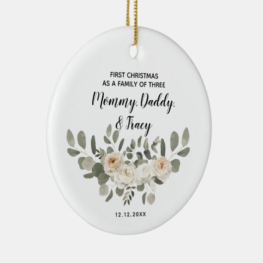 Eerste Kerstmis op persoonlijke titel als een fami Keramisch Ornament (Rechts)