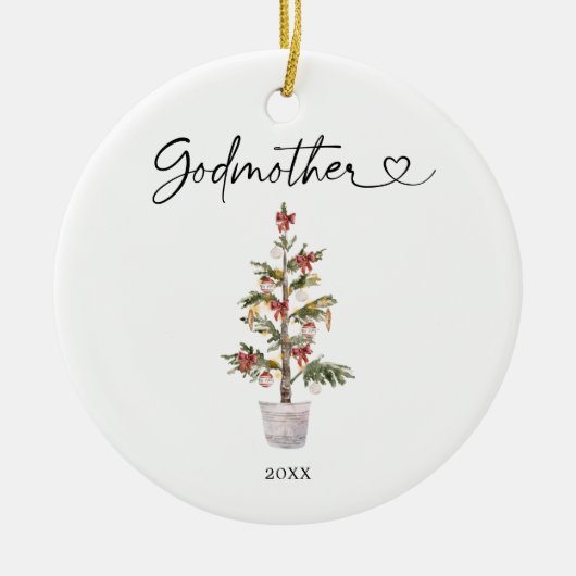 Eerste Kerstmis op persoonlijke titel als Godmoede Keramisch Ornament (Voorkant)