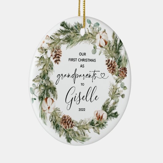 Eerste Kerstmis op persoonlijke titel als grootoud Keramisch Ornament (Rechts)