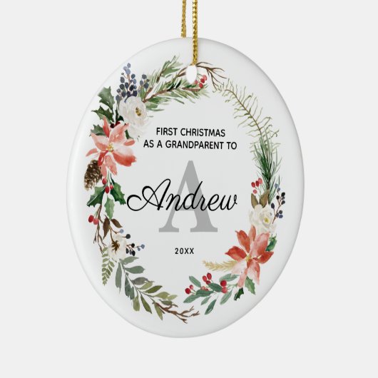 Eerste Kerstmis op persoonlijke titel als grootoud Keramisch Ornament (Rechts)