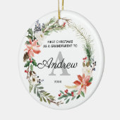 Eerste Kerstmis op persoonlijke titel als grootoud Keramisch Ornament (Links)