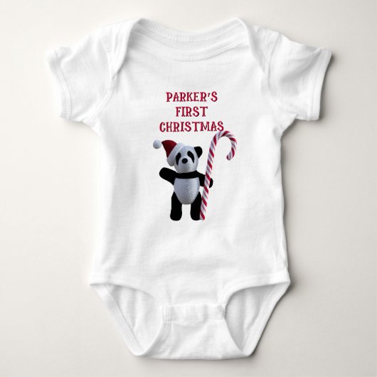 Eerste Kerstmis Panda Beer Cute Baby Bodysuit (Voorkant)