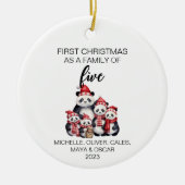 Eerste Kerstmis Panda Beer Familie van Vijf Keramisch Ornament (Voorkant)