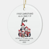 Eerste Kerstmis Panda Beer Familie van Vijf Keramisch Ornament (Links)