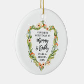 Eerste Kerstmis Papa op maat van Greenery Keramisch Ornament (Rechts)