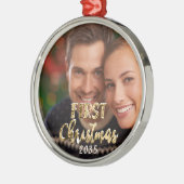 Eerste Kerstmis Passen getrouwd Foto Keepsake Metalen Ornament (Links)