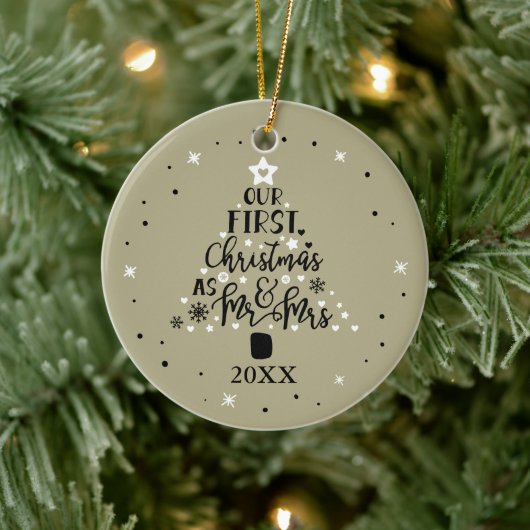 Eerste Kerstmis Passen getrouwd Jaar Sage Groen Keramisch Ornament (Boom)