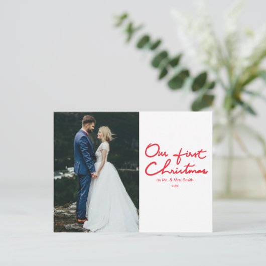 Eerste kerstmis | Passen getrouwd Kerstmis Briefkaart (Staand voorkant)