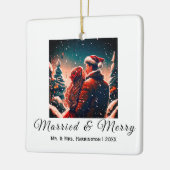 Eerste Kerstmis Passen getrouwd romantisch paar Or Keramisch Ornament (Links)