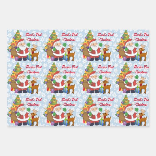 Eerste Kerstmis Personaliseer de naam van het kind Inpakpapier Vel (Voorkant 3)