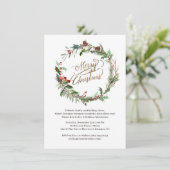 Eerste kerstmis Pine Berry Holly Uitnodiging (Staand voorkant)