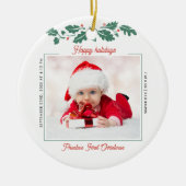 Eerste Kerstmis Prettige feestdagen Grootma Baby F Keramisch Ornament (Voorkant)