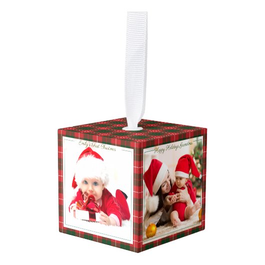 Eerste Kerstmis Prettige feestdagen Grootmafoto's Decoratie (Voorkant hoekig)