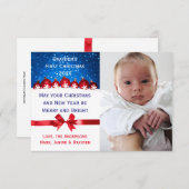 Eerste Kerstmis Rode Ornamenten - 3x5 Kerstkaart Kaart (Voorkant / Achterkant)