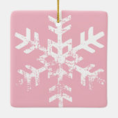 Eerste Kerstmis Roze Custom Foto met Sneeuwvlokken Keramisch Ornament (Achterkant)