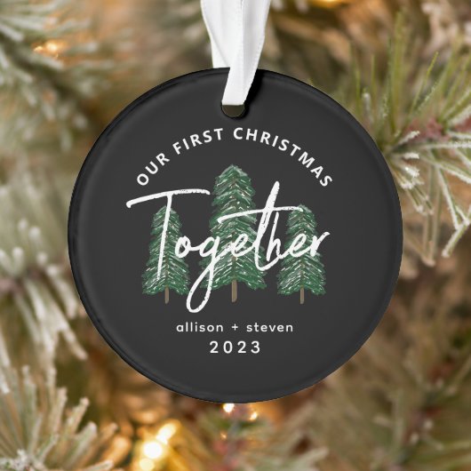 Eerste Kerstmis Samen 2023 Evergreen Koppels Ornament (Boom)