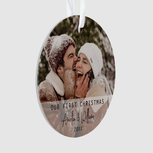 Eerste Kerstmis samen | 2 foto vakantieboom Ornament (voorkant)