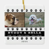 Eerste Kerstmis samen 2 Honden foto's foto's Keramisch Ornament (Voorkant)