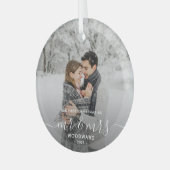 Eerste kerstmis samen aangepaste foto witte tekst glas ornament (Voorkant links)
