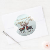 Eerste Kerstmis samen - aanpasbaar ornament Ronde Sticker (Envelop)