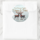 Eerste Kerstmis samen - aanpasbaar ornament Ronde Sticker (Tas)