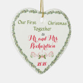 Eerste Kerstmis Samen als de heer en mevrouw Keramisch Ornament (Rechts)