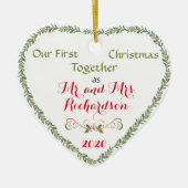 Eerste Kerstmis Samen als de heer en mevrouw Keramisch Ornament (Voorkant)