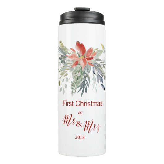 Eerste Kerstmis Samen als de heer & mevrouw. Thermosbeker (Voorkant)