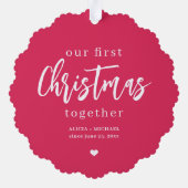 Eerste Kerstmis samen foto liefde script modern Ornament Kaart (Achterkant)