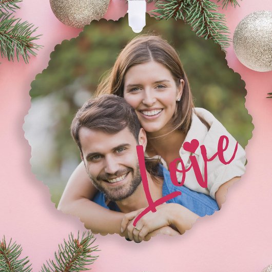 Eerste Kerstmis samen foto liefde script modern Ornament Kaart