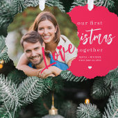 Eerste Kerstmis samen foto liefde script modern Ornament Kaart