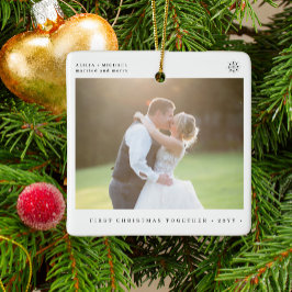Eerste Kerstmis samen getrouwd en vrolijke foto Keramisch Ornament