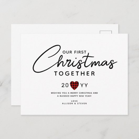 Eerste Kerstmis Samen Koppels Feestdagenkaart (Voorkant / Achterkant)