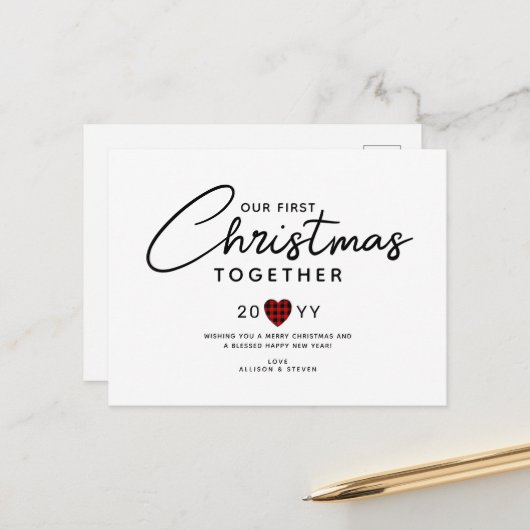 Eerste Kerstmis Samen Koppels Feestdagenkaart (Voorkant / Achterkant in situ)