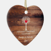 Eerste Kerstmis samen liefdeshout Keramisch Ornament (Rechts)