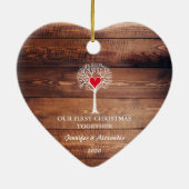 Eerste Kerstmis samen liefdeshout Keramisch Ornament (Achterkant)