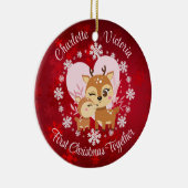 Eerste Kerstmis Samen Mam En Dochter Rendieren Keramisch Ornament (Rechts)