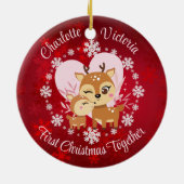 Eerste Kerstmis Samen Mam En Dochter Rendieren Keramisch Ornament (Achterkant)