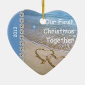 Eerste Kerstmis SAMEN MET BEACH 2013 Keramisch Ornament (Voorkant)