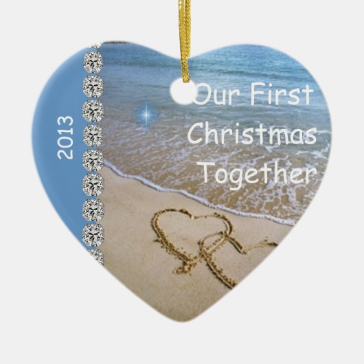 Eerste Kerstmis SAMEN MET BEACH 2013 Keramisch Ornament (Voorkant)