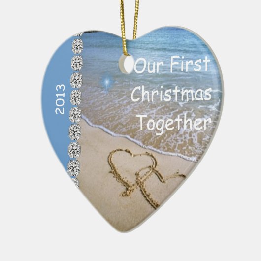 Eerste Kerstmis SAMEN MET BEACH 2013 Keramisch Ornament (Links)