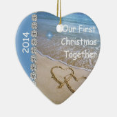 Eerste Kerstmis SAMEN MET BEACH 2014 Keramisch Ornament (Rechts)