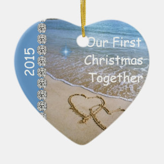 Eerste Kerstmis SAMEN MET BEACH 2015 DOUANE ORNAME Keramisch Ornament