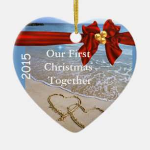 Eerste Kerstmis SAMEN MET BEACH 2015 Keramisch Ornament